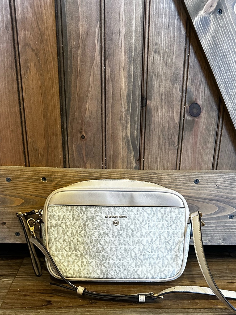 Michael Kors Cream MK Signature Crossbody Bag